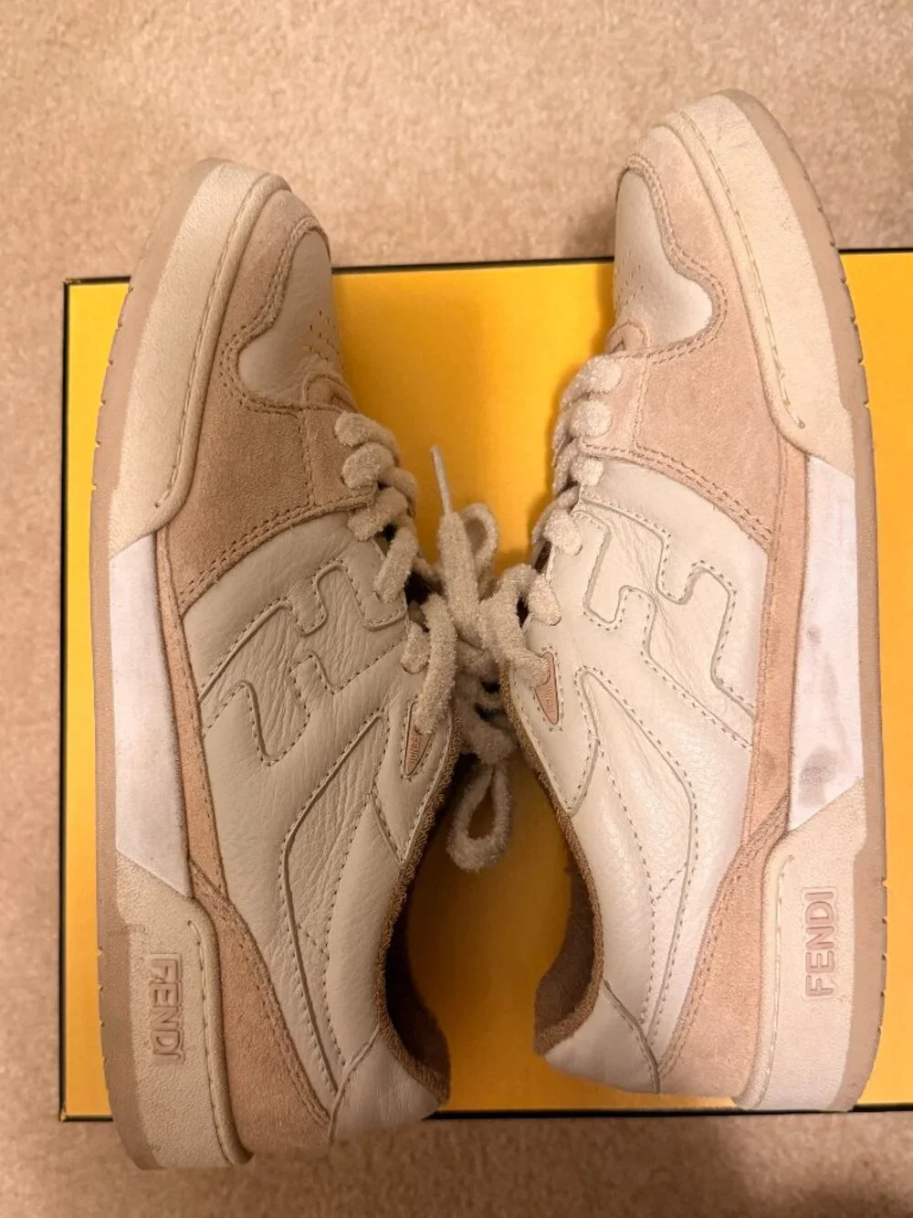 FENDI Match Low Top Sneakers Pink & Cream Suede Women's size:38
